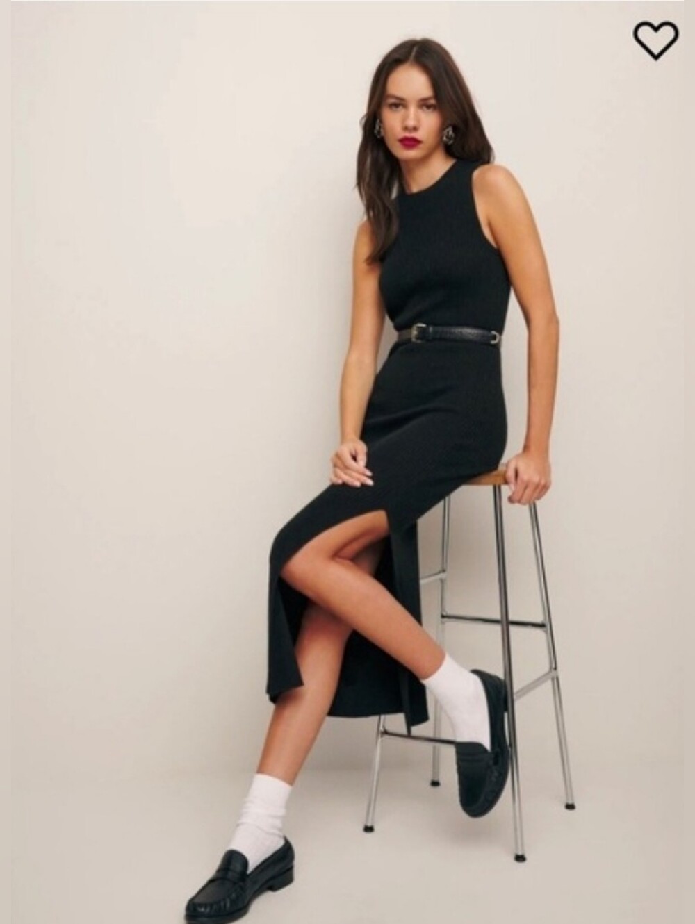 Reformation basil 100% cashmere black knit maxi dress, medium